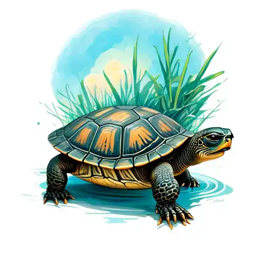 Jonathan In Cursive Writing With A Turtle Playing