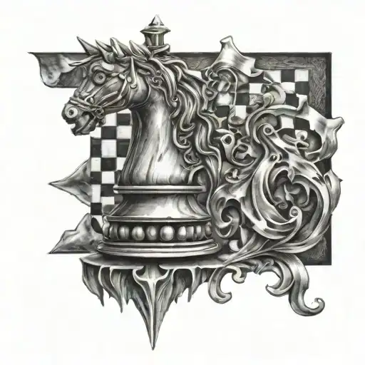 Knight Chess Piece With Chess Background