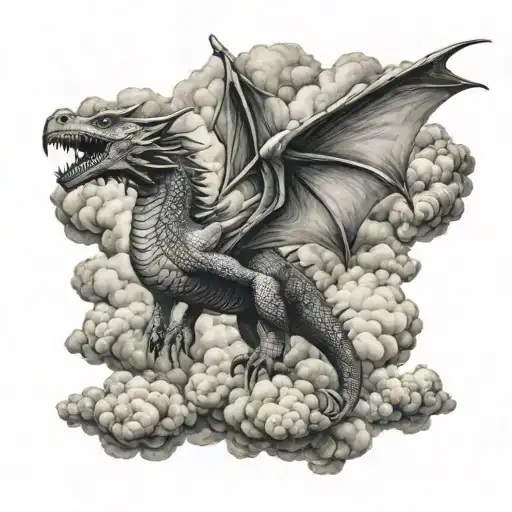 Dragon Flying Through Clouds