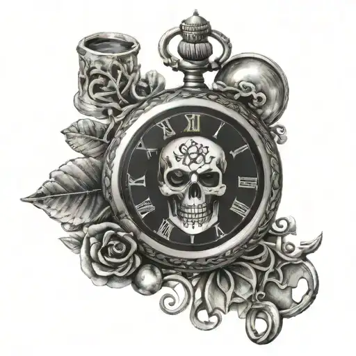 Chef Scull Compas Pocket Watch Black