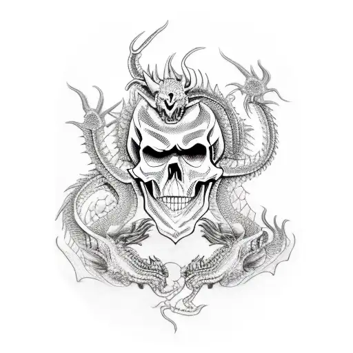 Skull With Dragon Face Riding A Bike
