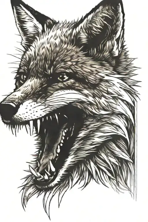 Up Close Fox With Teeth Looking Mean