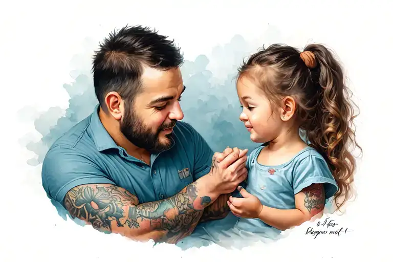 Dads And Daughter Playing