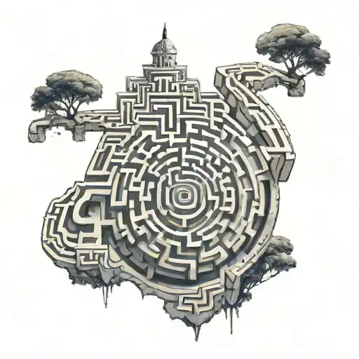 An Intricate Maze Tattoo Representing The Journey Of Overcoming Obstacles