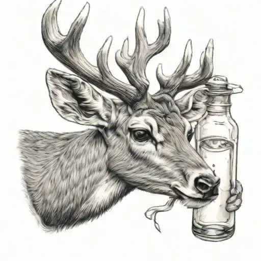 Deer Holding A Milk Bottle