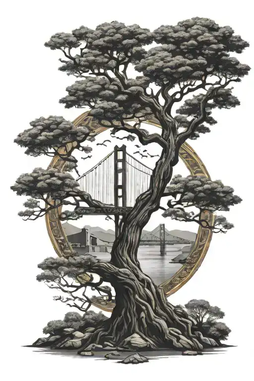 Tree Of Life And Golden Gate Bridge Integrated
