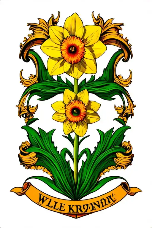Wales Crest With A Daffodil