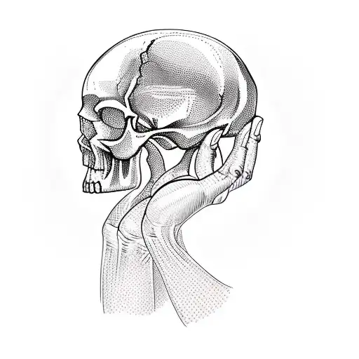 A Human Skull In Hand