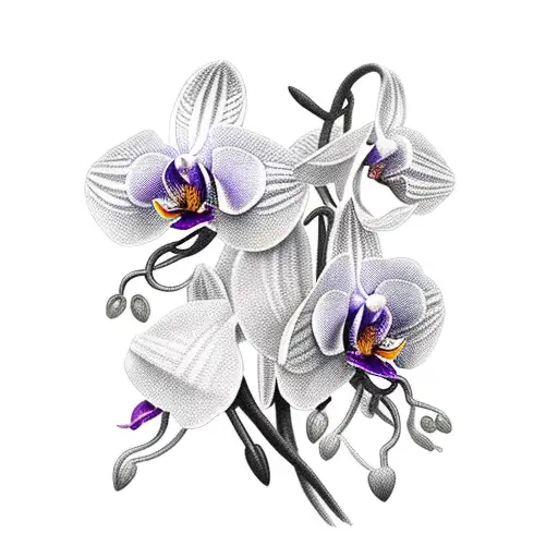 Several Orchids With Only One Shoot With Lilac Color