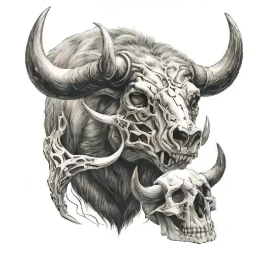 Bear And Bull Skull