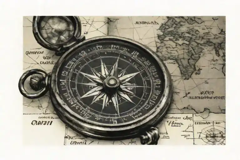 Old Compass On A Map