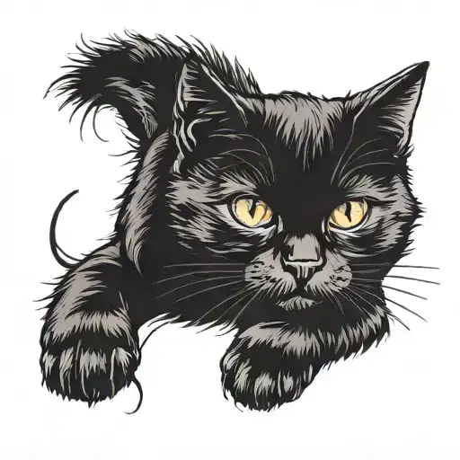 A Tattoo Design Combining The Word 'Amo' With A Silhouette Of Your Fat Black Cat 'Baby'