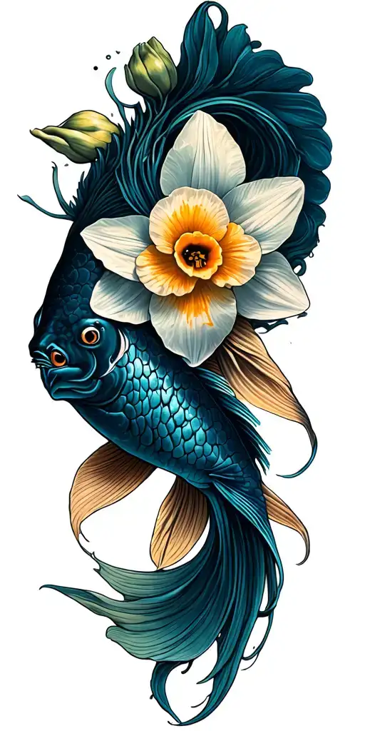 Pisces Zodiac Sign Intertwined With Dafadils