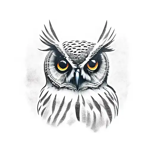 Owl With Abandoned Castle Background