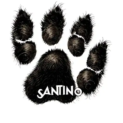 Cat Paw Print With The Name Santino Under The Paw Print