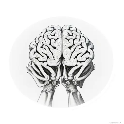 Skeleton Hand Holding Brain