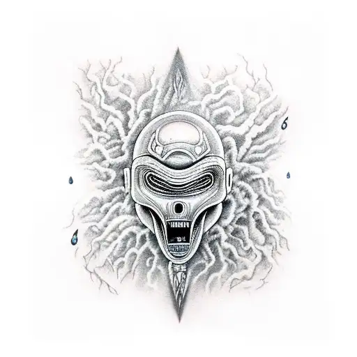 A Unique And Courageous Alien Warrior Battling Through A Stormy Weather