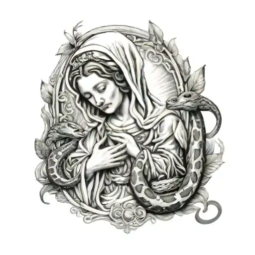 Mother Mary With Snake Stepped On