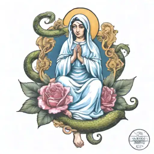 Mother Mary With Snake Stepped On
