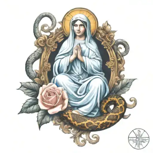 Mother Mary With Snake Stepped On