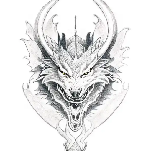 A Dragon And Wolf Ina Battle