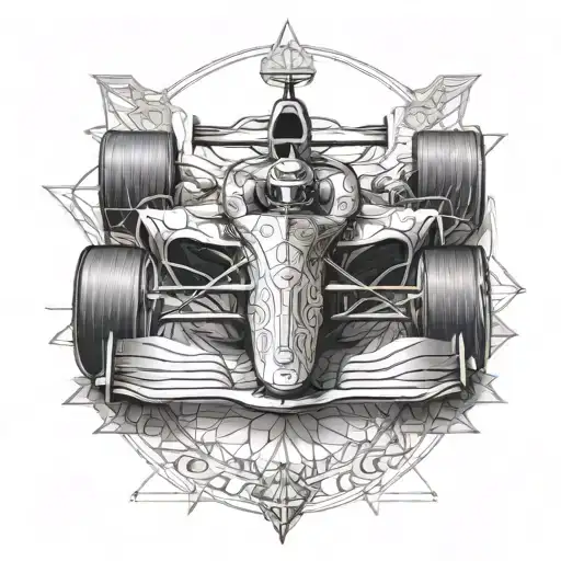 A Formula 1 Car With Intricate Sacred Geometry Patterns