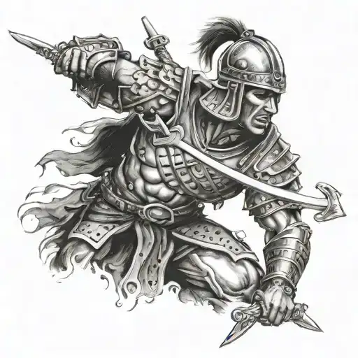 Badass Phonecian Warrior Holding Sword Piercing