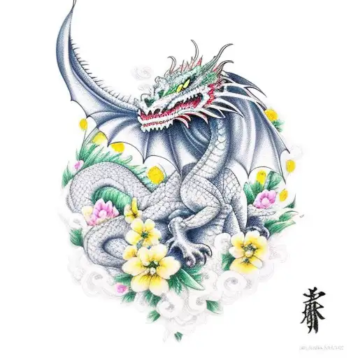 Dragon With Flowers