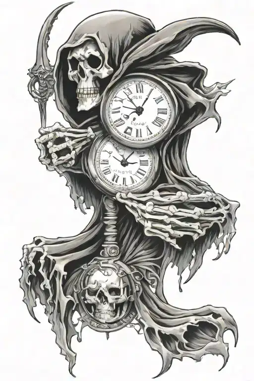 Grim Reaper Time Clock Skulls