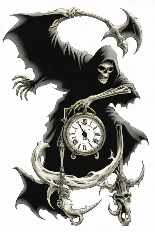 Grim Reaper Holding Clock Time Running Out