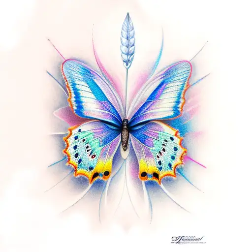 Blue Butterfly And Pink Orchid For Men