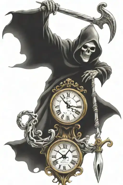 Grim Reaper Holding Clock Time Running Out