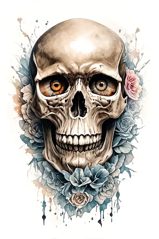 Skull With 7234 Tattoo Above Eye