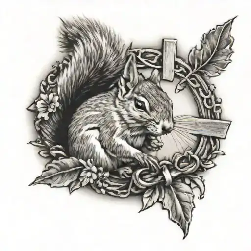 Cross Of Jesus And Squirrel