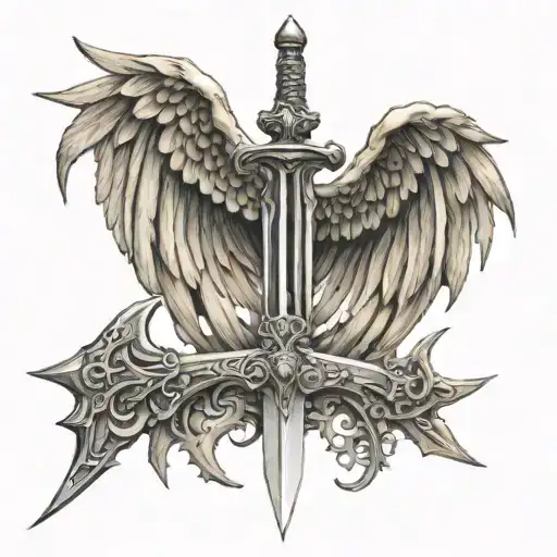 Sword With Wings Made Out Of Bone