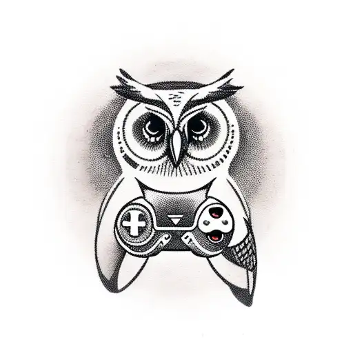 An Owl Playing A Video Game Controller With Coffee Beans As The Buttons