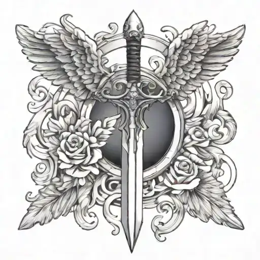 Sword With A Angel Halo On Top