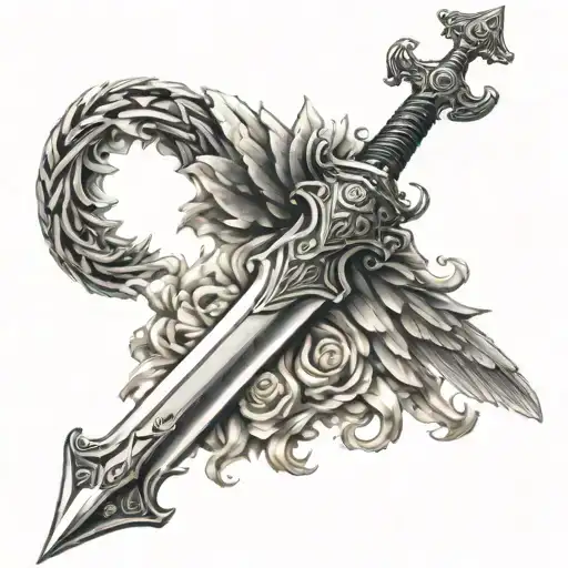 Sword With A Angel Halo Floating Above It