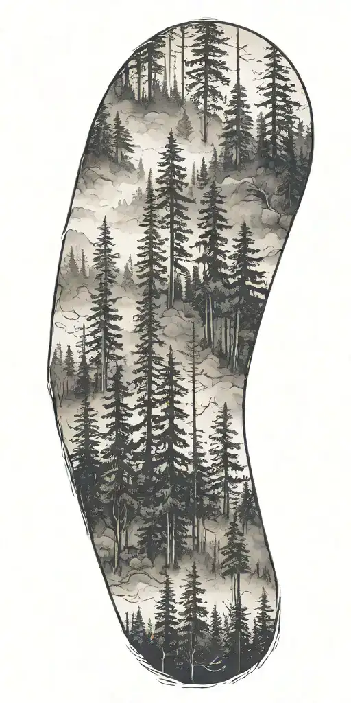 Forest Line With Fog