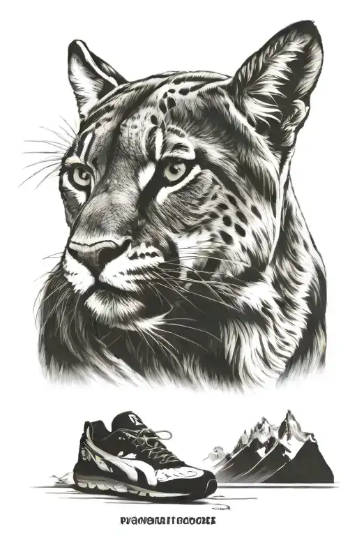 Puma And Tores Del Paine In The Background With Vigognas