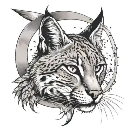 Crescent Moon With A Lynx Sitting Inside