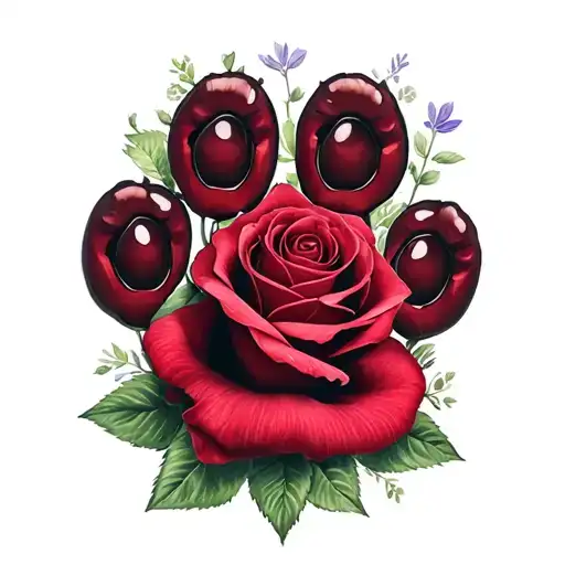 Roses Love Dog Paw
