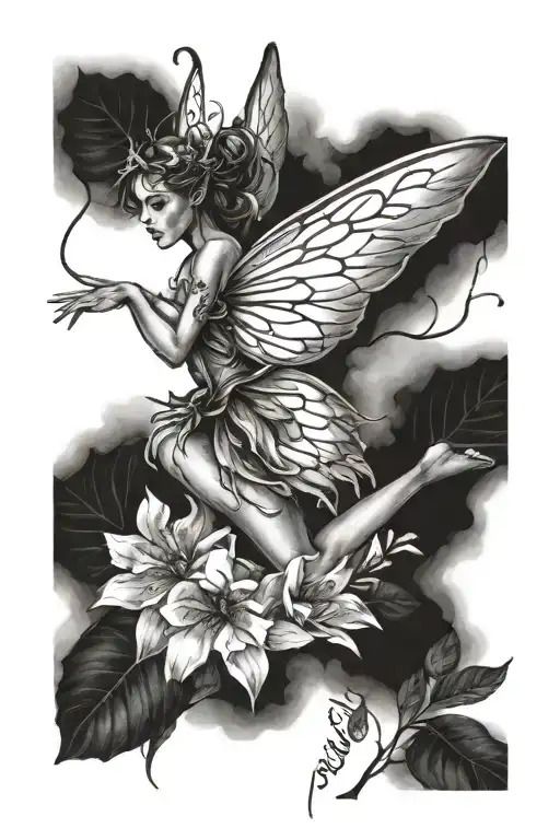 Realistic Tattoo Of A Fairy