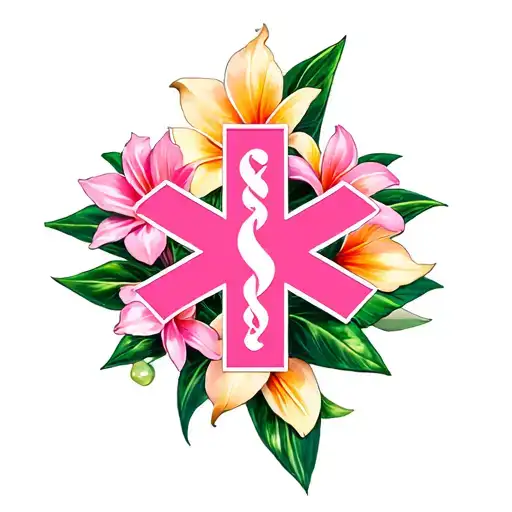 Ems Star Of Life In Front Of Hawaiian Flowers