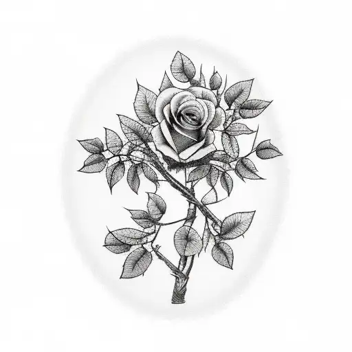 Tree With Brambles Wrapped Around And Roses