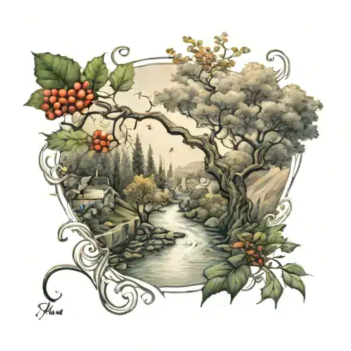 A Winding River With A Rowan Tree Beside It