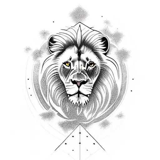 A Majestic Lion Leaping Over A Mountain Range With The Northern Lights Illuminating The Sky