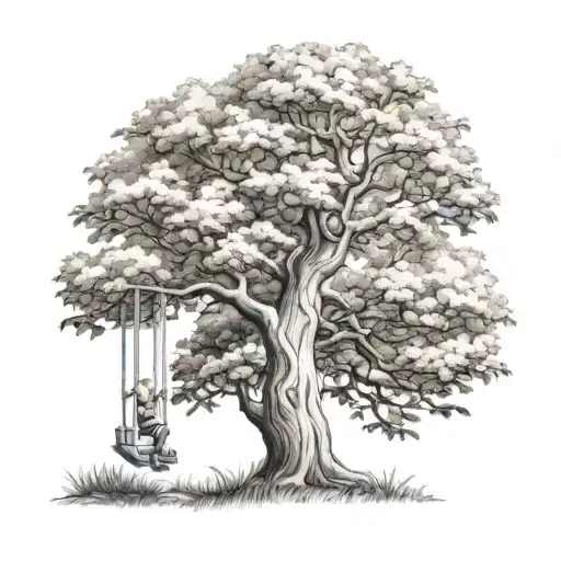 Tree With Child Swinging Gracefully