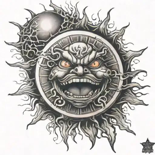 Angry Red Sun With A Grin