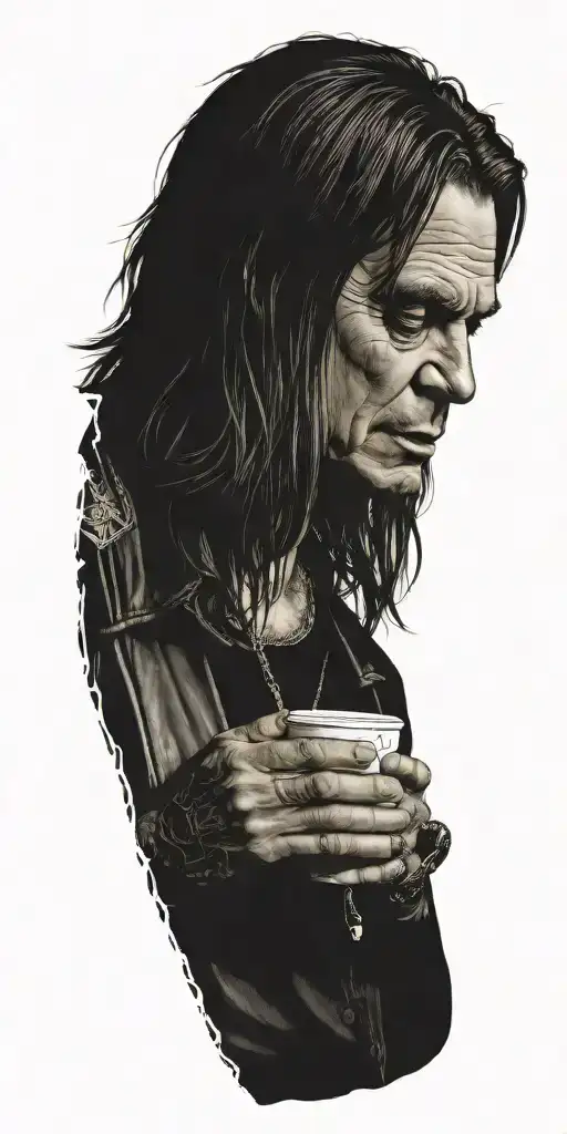 Ozzy Osbourne Drinking Coffee